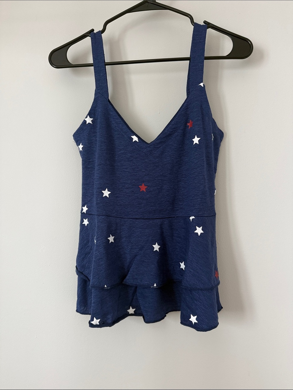 NWT Chaser Navy Star Print Peplum Tank Top